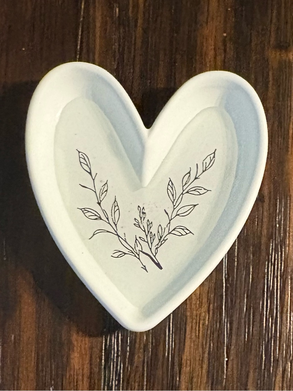 Heart-Shaped Ceramic Decorative Dish/trinket tray- Soft green